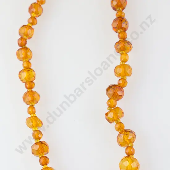 Single Strand Graduated Facet Amber Bead Necklace