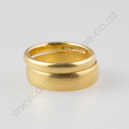 Two 22ct Plain Wedding Bands