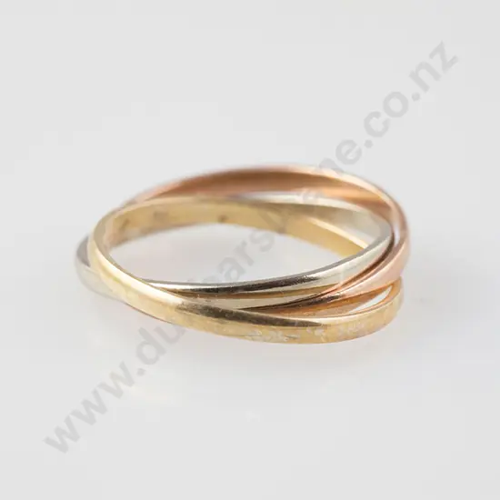 9ct Tri-colour Gold Russian Wedding Band