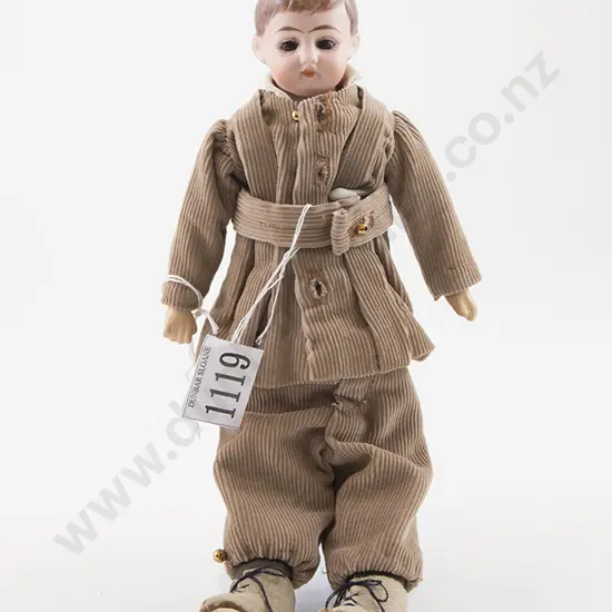 German Bisque 'American School Boy' Character Shoulder Plate Doll