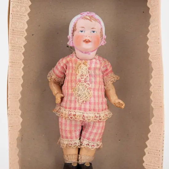 German Bisque Bonnet Head Character Doll