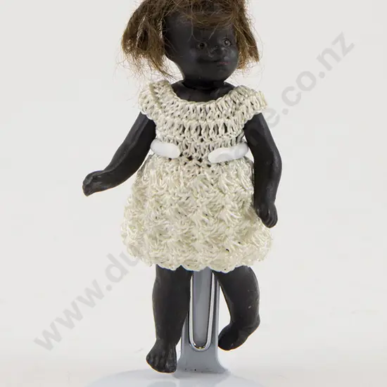 Tiny German All Black Bisque Doll