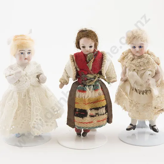 Three Tiny All Bisque Dolls