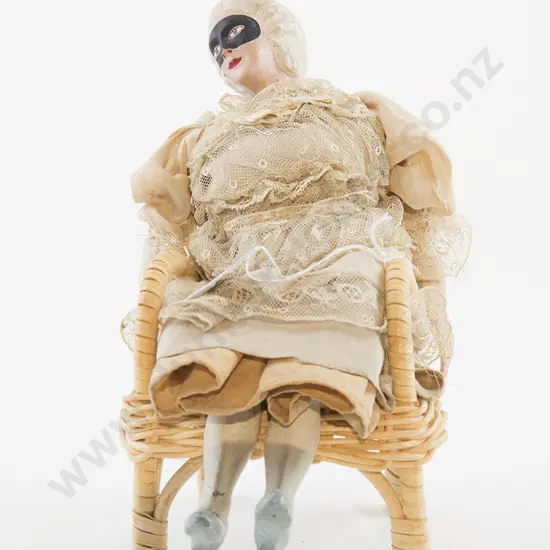 Early C20th Wood and Composition Character Lady Doll