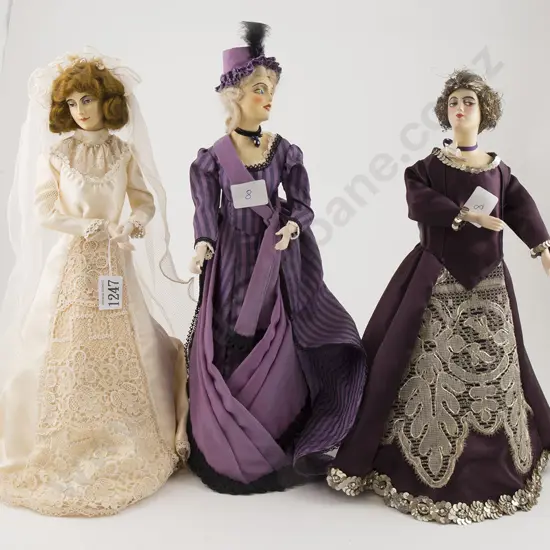 Two Wax Over Composition Half Head Dolls