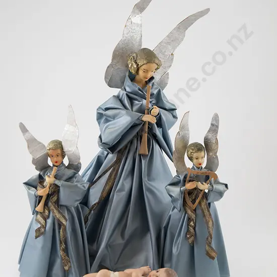 Three Fola Germany Wax Shoulder Plate Angels and Composition Christ Child Group