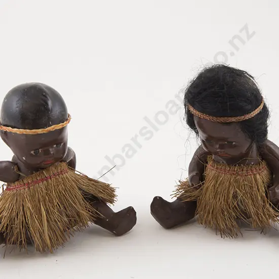 Pair Bisque Maori Boy and Girl Dolls