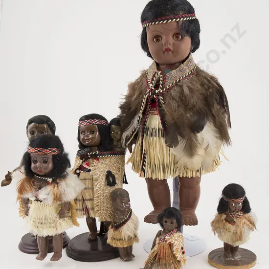 Seven Various Maori Costumes Dolls