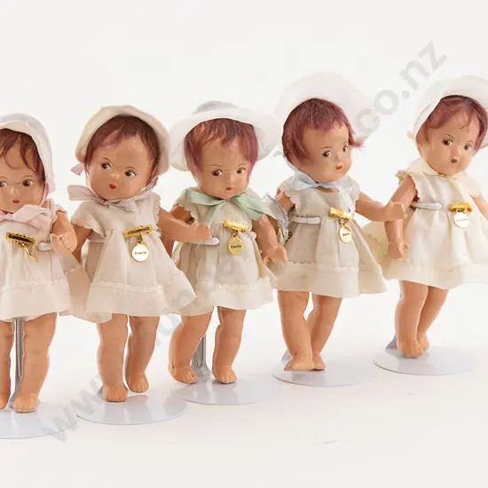 Set Five Madame Alexander All Composition Dionne Quintuplets