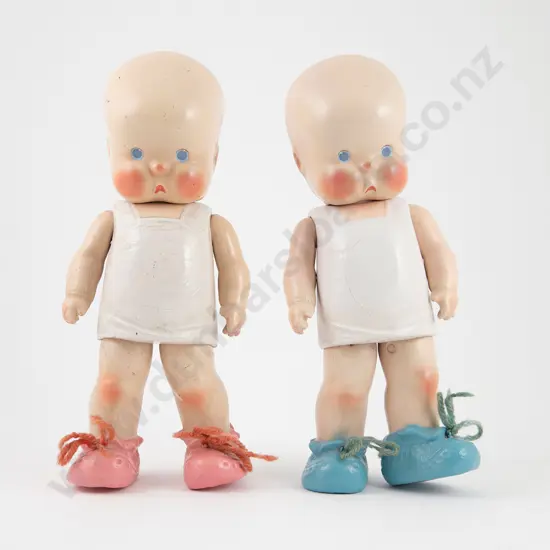 Pair All Composition Hebee - Shebee Dolls