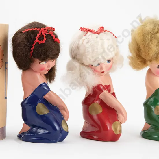 Set Three Part Boxed French "Gaby" coquettish doll "Fetiche Porter-Bonheur"