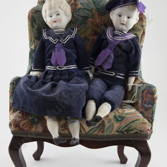 Pair New Bisque Character Boy and Girl Dolls