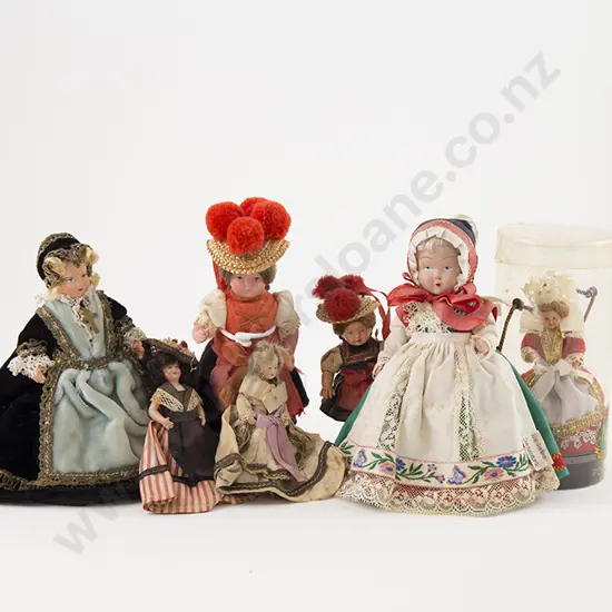 Collection Small Celluloid and Hard Plastic National Costume Dolls