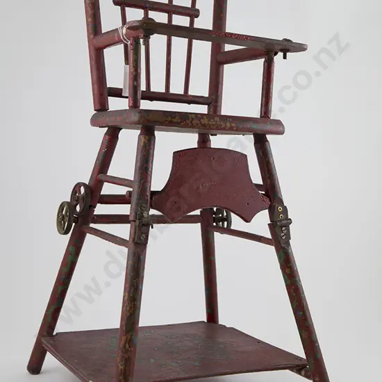 Vintage Painted Red Dolls Adjustable High-Chair