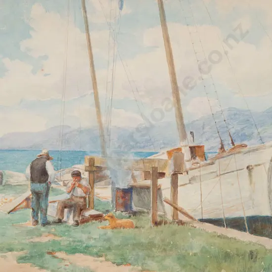 C N Worsley - Smoko break beside the harbour