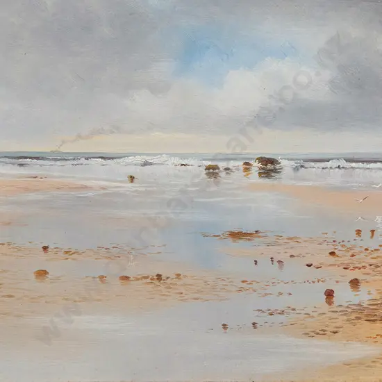 H W Kirkwood - Low Tide with Seagulls