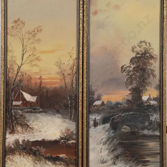T R Attwood - Pair of Rustic Snowclad Landscapes