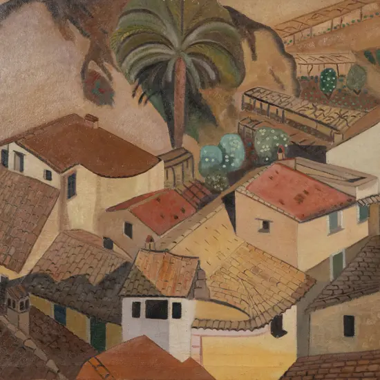 European Artist - View over Terracotta Roof Tops