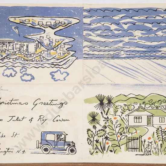 Juliet Peter & Roy Cowan - Lithographic Christmas Card