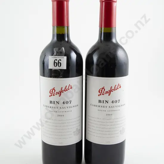 2 bottles Penfolds Bin 407 Cabernet Sauvignon 2004