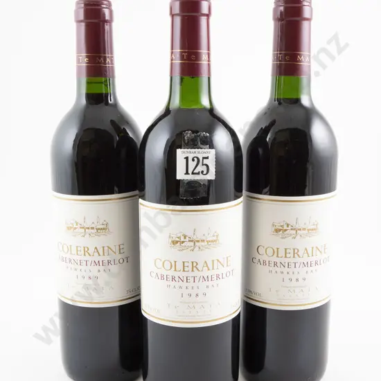 3 bottles Te Mata Estate Coleraine Cabernet/Merlot 1989