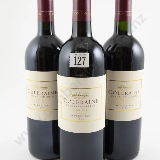 3 bottles Te Mata Estate Coleraine Cabernet/Merlot 1996