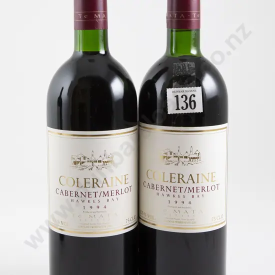 2 bottles Te Mata Estate Coleraine Cabernet/Merlot 1994