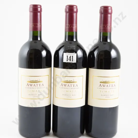 3 bottles Te Mata Estate Awatea Cabernet/Merlot 1996