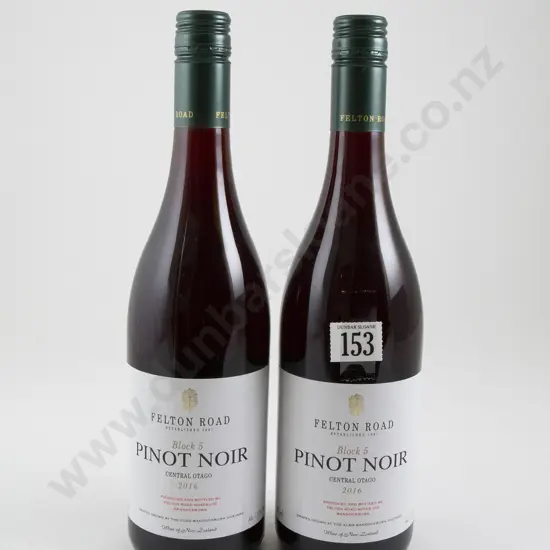 2 bottles Felton Road Block 5 Central Otago Pinot Noir 2016