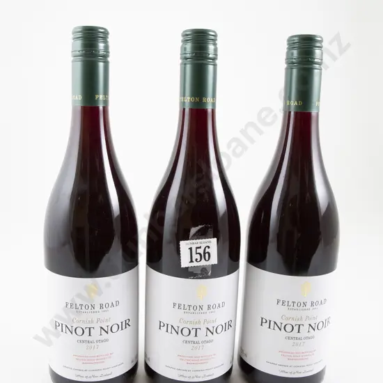 3 bottles Felton Road Cornish Point Central Otago Pinot Noir 2017