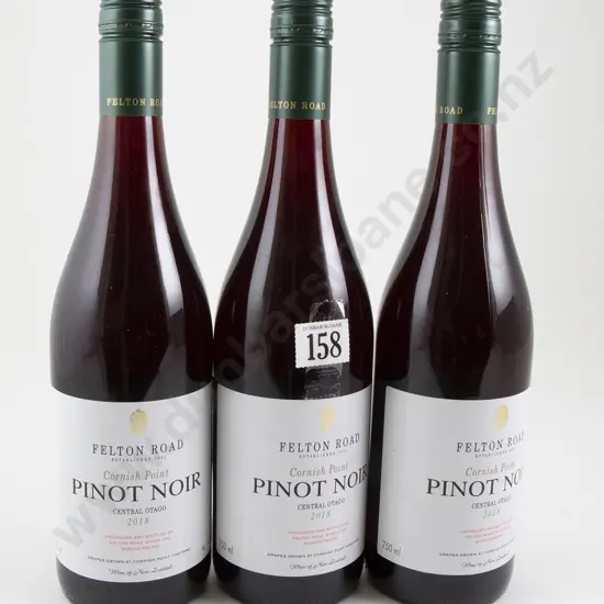 3 bottles Felton Road Cornish Point Central Otago Pinot Noir 2018