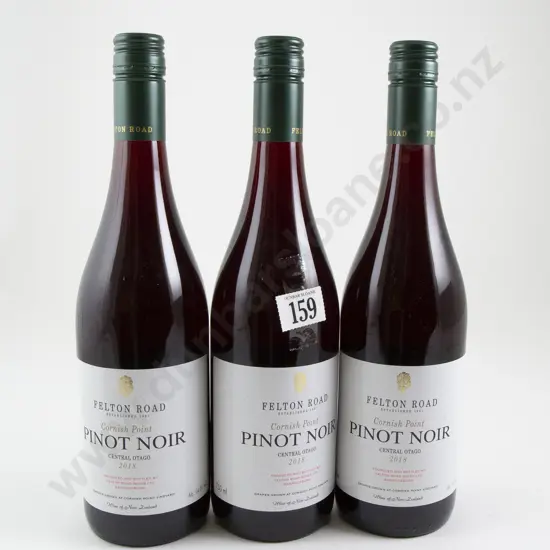 3 bottles Felton Road Cornish Point Central Otago Pinot Noir 2018