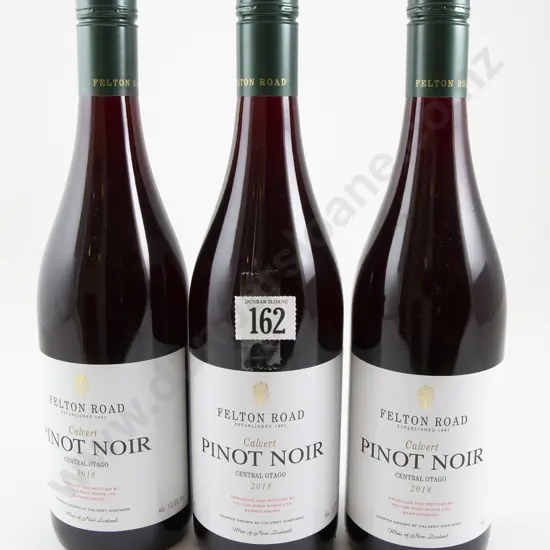3 bottles Felton Road Calvert Central Otago Pinot Noir 2018