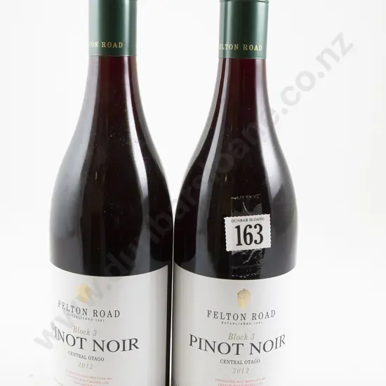 2 bottles Felton Road Block 3 Central Otago Pinot Noir 2012