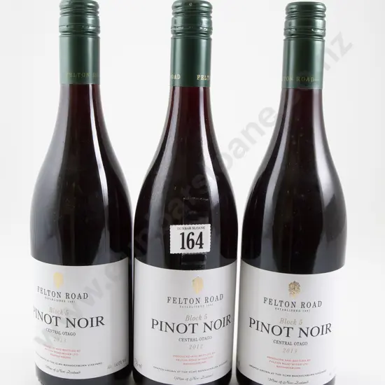 3 bottles Felton Road Block 5 Central Otago Pinot Noir 2012