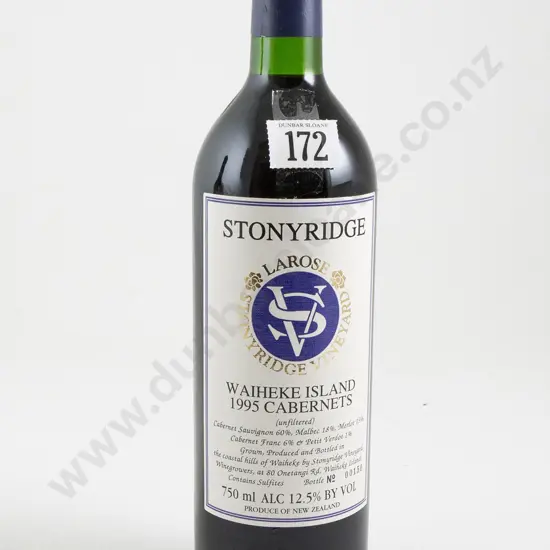 1 bottle Stonyridge Waiheke Island Larose Cabernets 1995