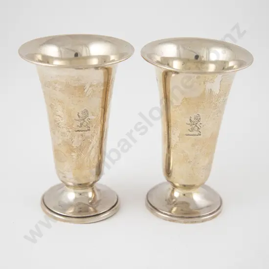 Pair Geo V S/S Beaker Vases