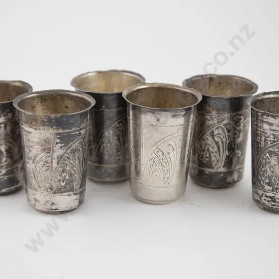 Set Six Russian 84 Standard Silver Beakers
