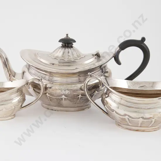 Geo V S/S Oblong Three Piece Tea Set