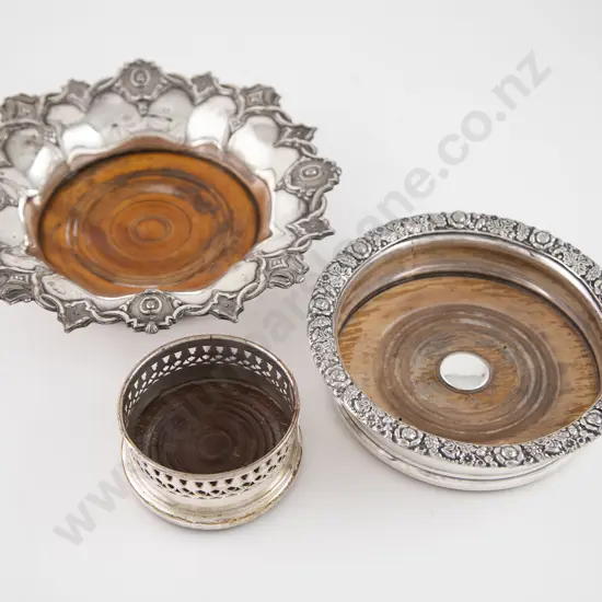 Three Sheffield Plate Wine Coasters