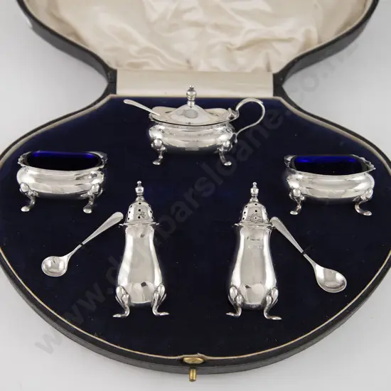 Cased Geo V S/S Eight Piece Cruet Set