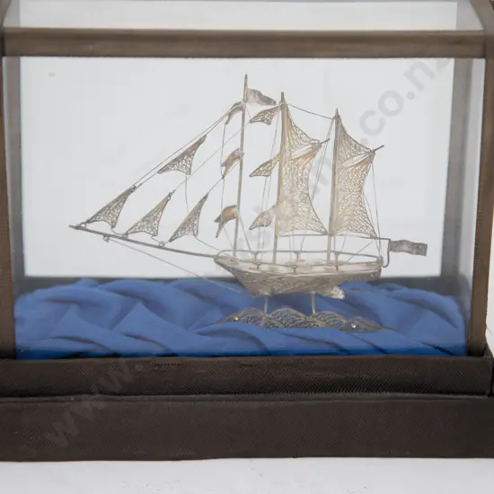 Small Silver Filigree Sailing Ship