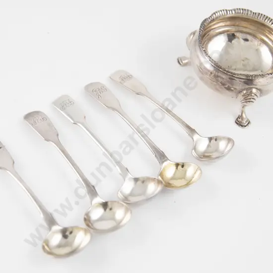 Five Various Georgian & Victorian Salt/Mustard Spoons