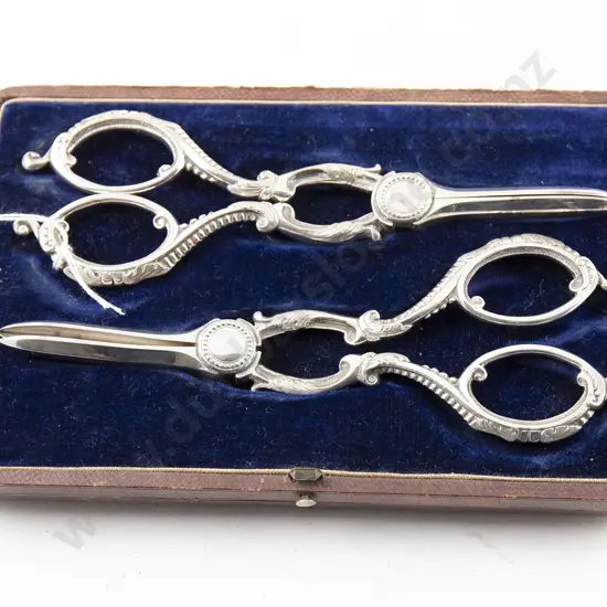 Cased Pair Of S/P Grape Scissors