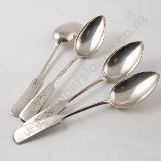 Set Four European 84 Standard Silver Tablespoons