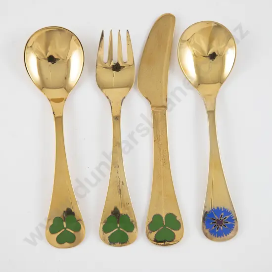 Four George Jensen S/S Gilt Annual Floral Fork