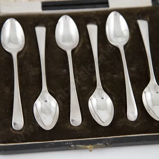 Cased Set Six Geo V S/S Coffee Spoons