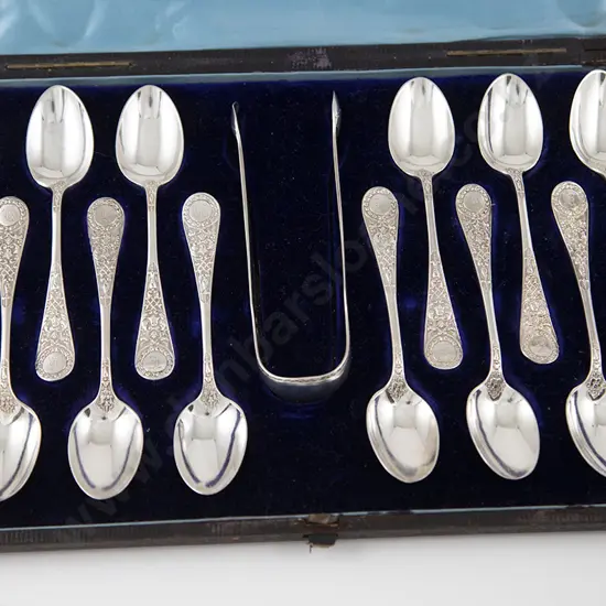 Cased Set Twelve Victorian S/S Teaspoons
