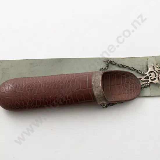 Vintage Leather & Silver Mounted Spectacles Holder