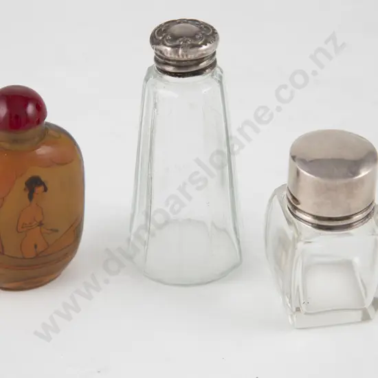 Two S/S Topped Glass Scent Bottles